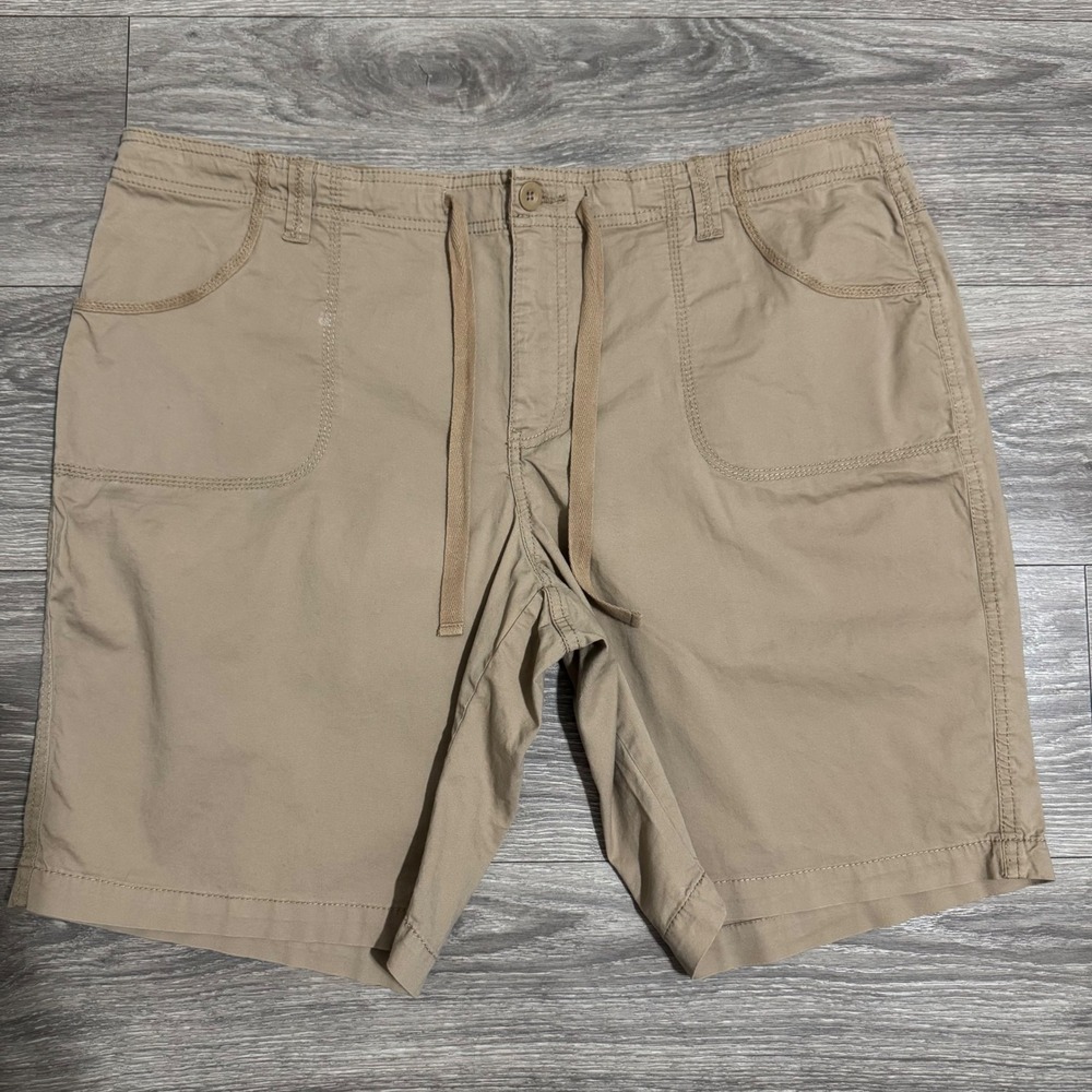 Faded Glory Womens Khaki Tan Stretch Utility Drawstring Shorts Size 18 Hiking